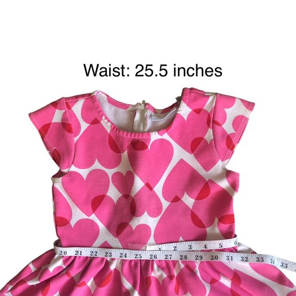 Place Girls Pink Hearts Design Shirred Waist Dress Pink White Size Medium 7/8 - Picture 8 of 12